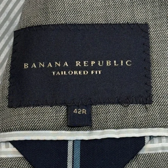 Banana Republic Tailored Fit Wool Blazer Silver Grey Mens 42R‎ Suit Jacket NWT